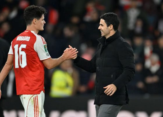 Christian Norgaad and Mikel Arteta.